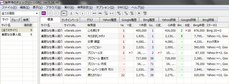 検索順位チェックツールGRC